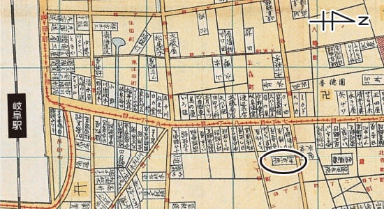 岐阜駅北側周辺の古地図